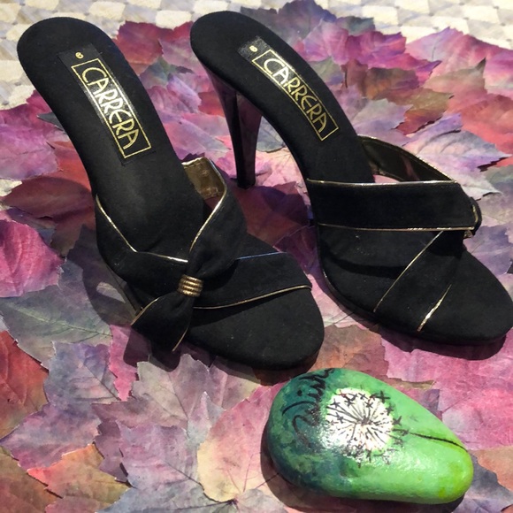 VINTAGE BLACK SUEDE SANDALS - Picture 3 of 16